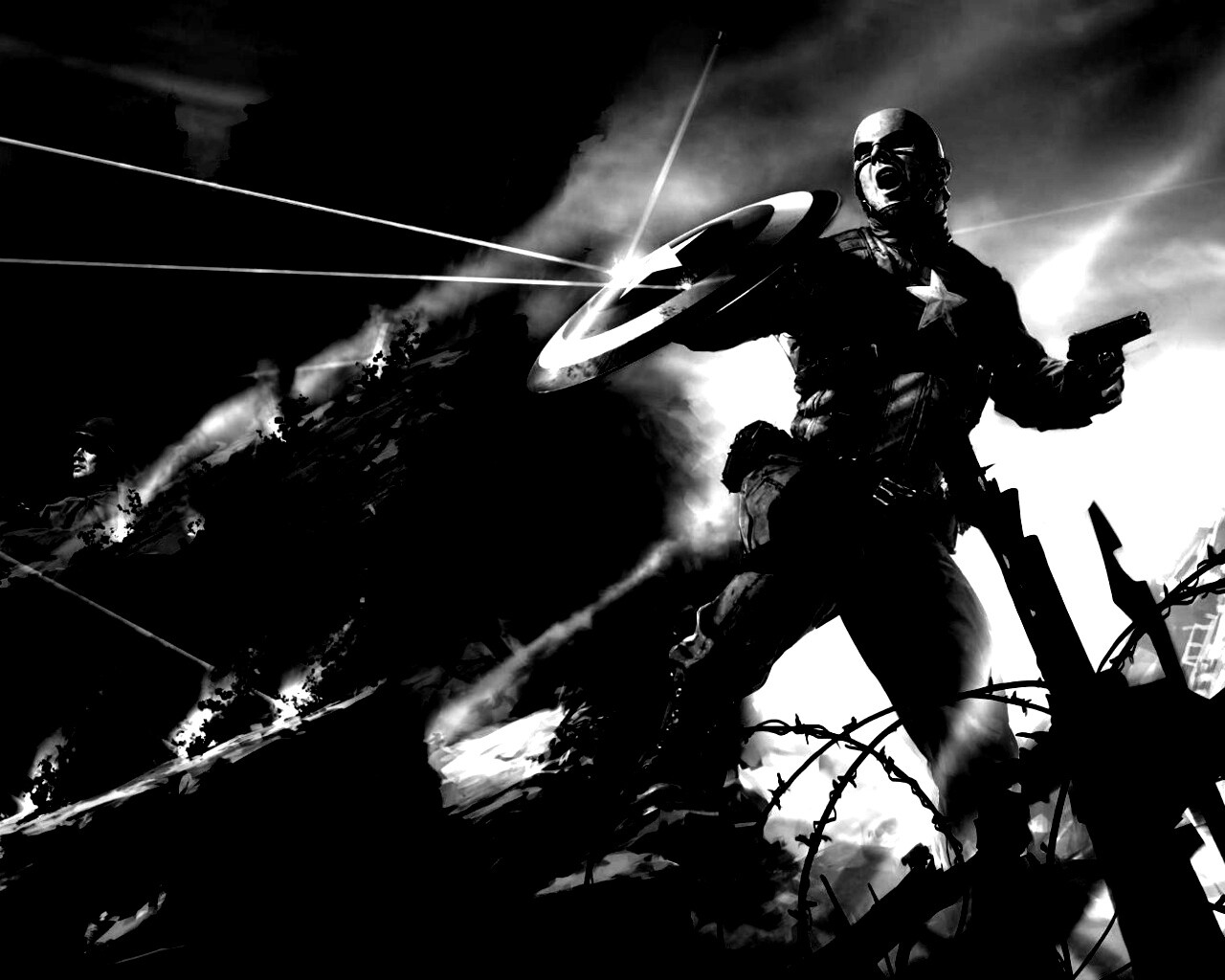 Капитан Америка на баррикадах обои