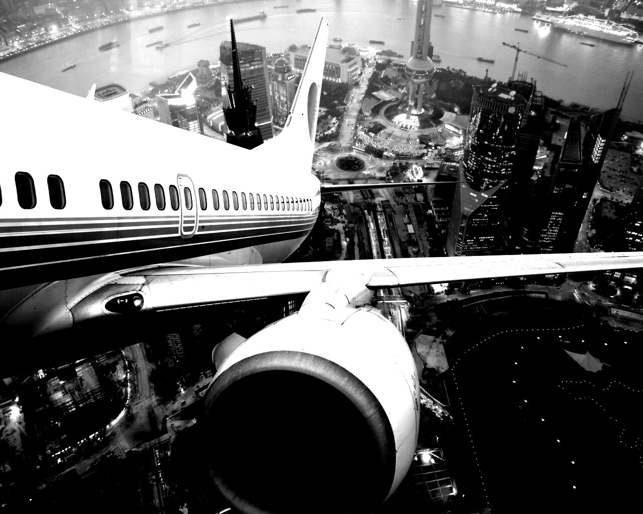 Взлет над городом обои