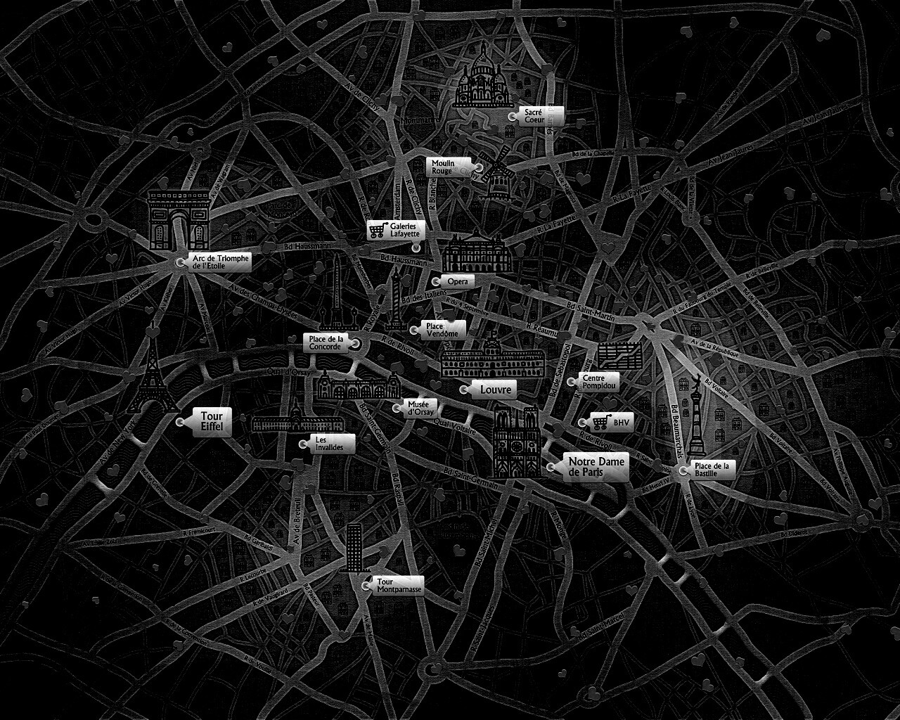 Карта Парижа обои