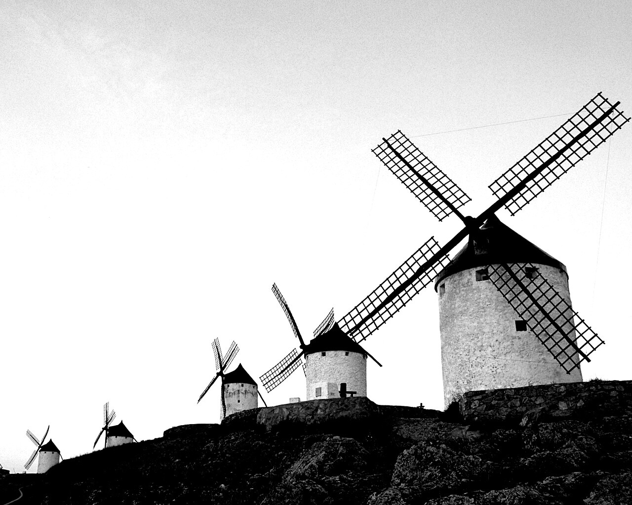 Пейзаж из ветряных мельниц обои