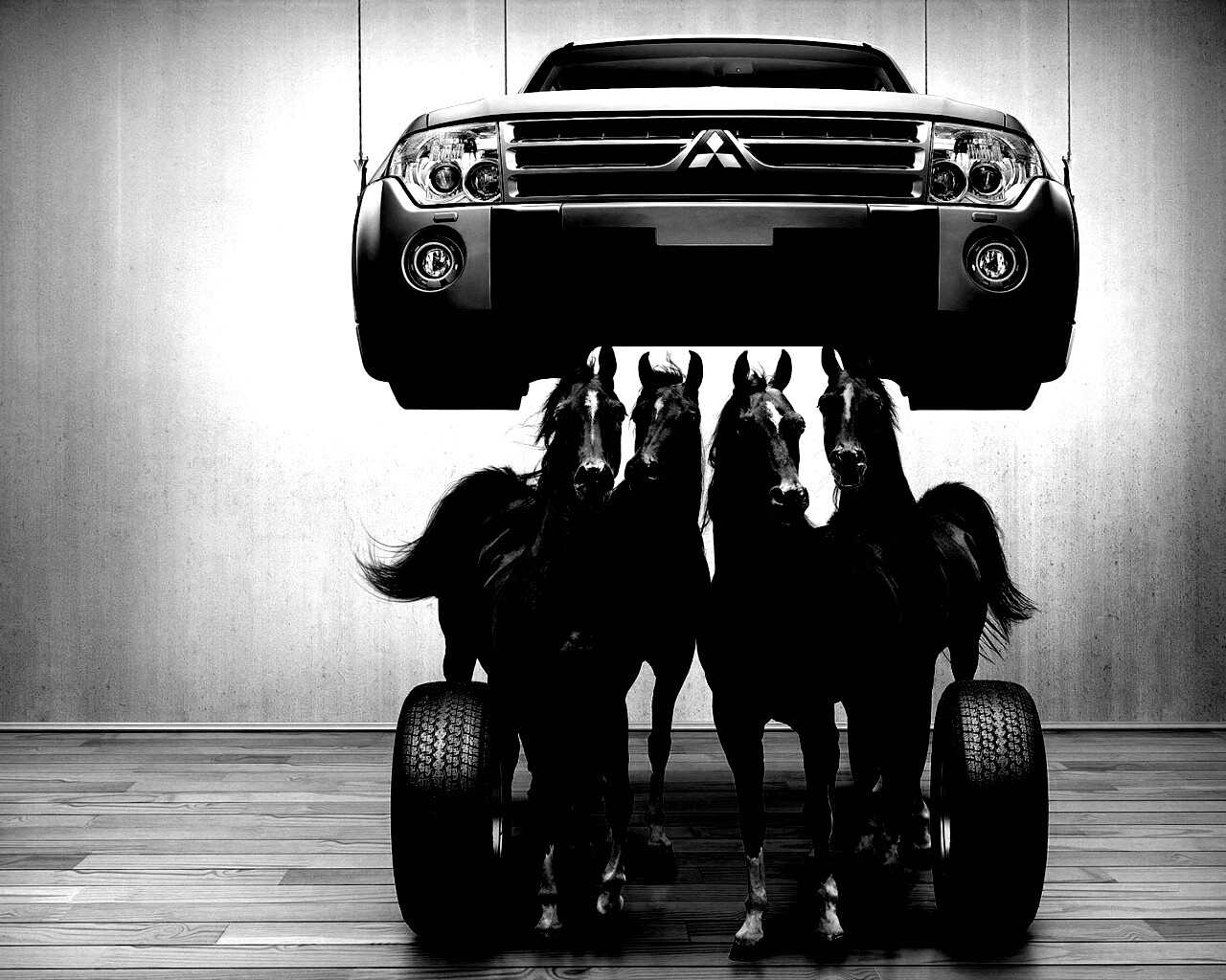 Лошадинные силы - принт Митсубиси обои