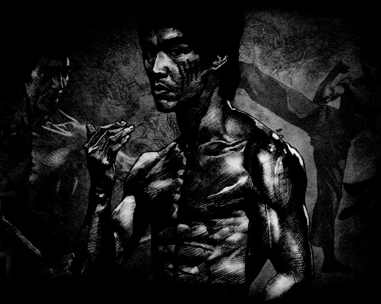 Портрет Брюса Ли обои