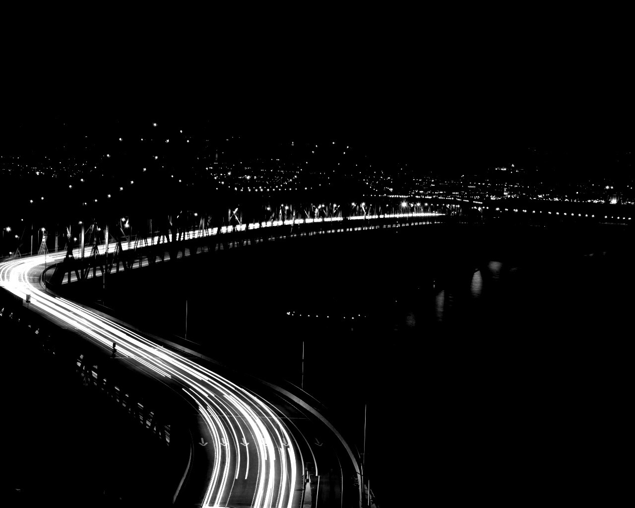 Вид на мост ночью обои