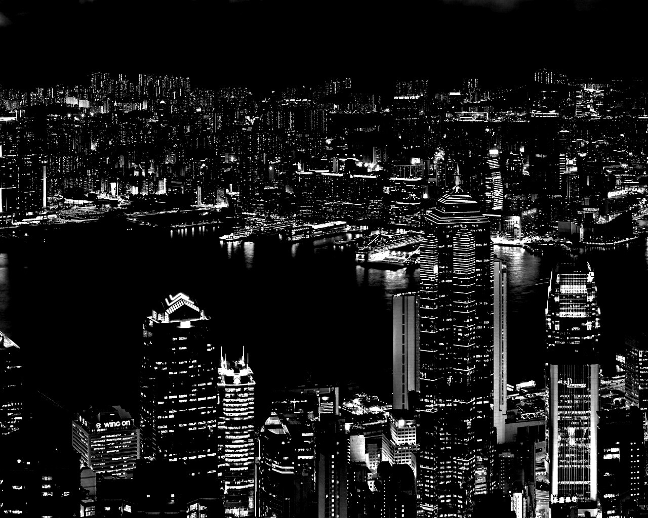 Небоскребы ночью обои