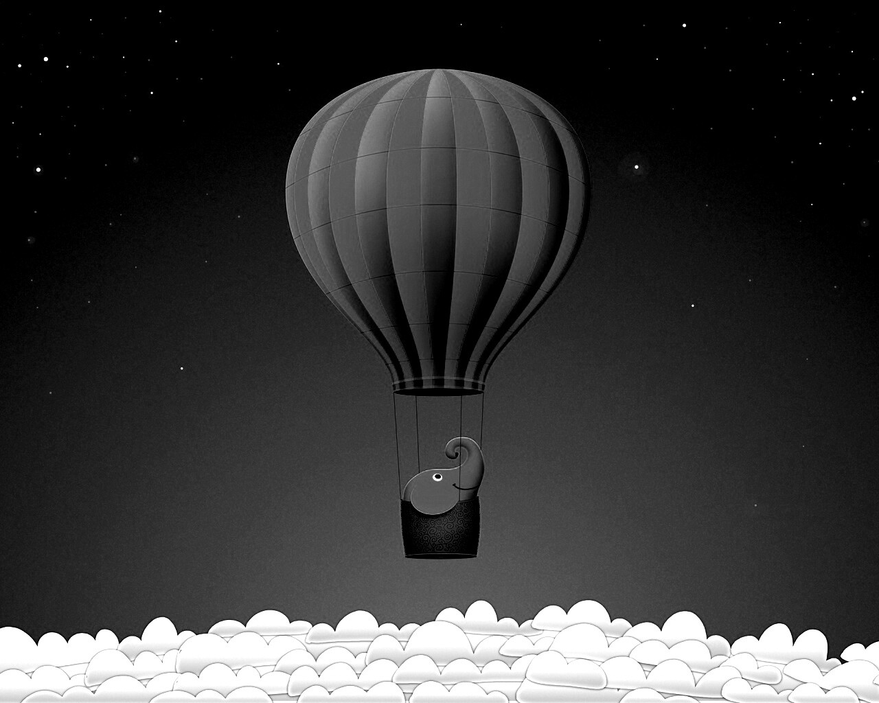 Слон на воздушном шаре обои