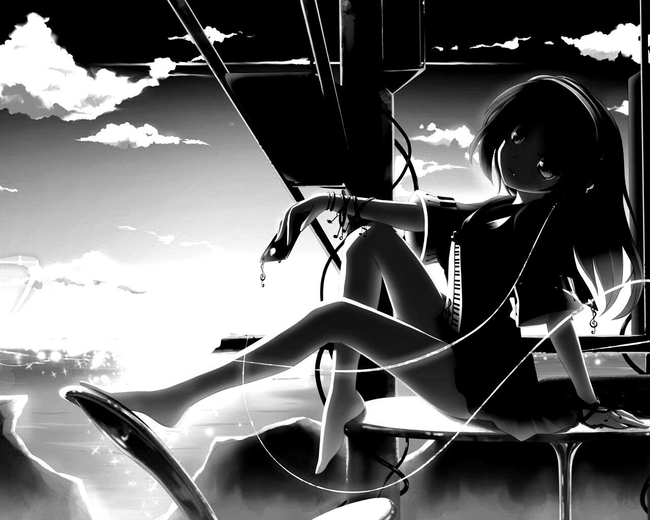 Девочка с плеером обои