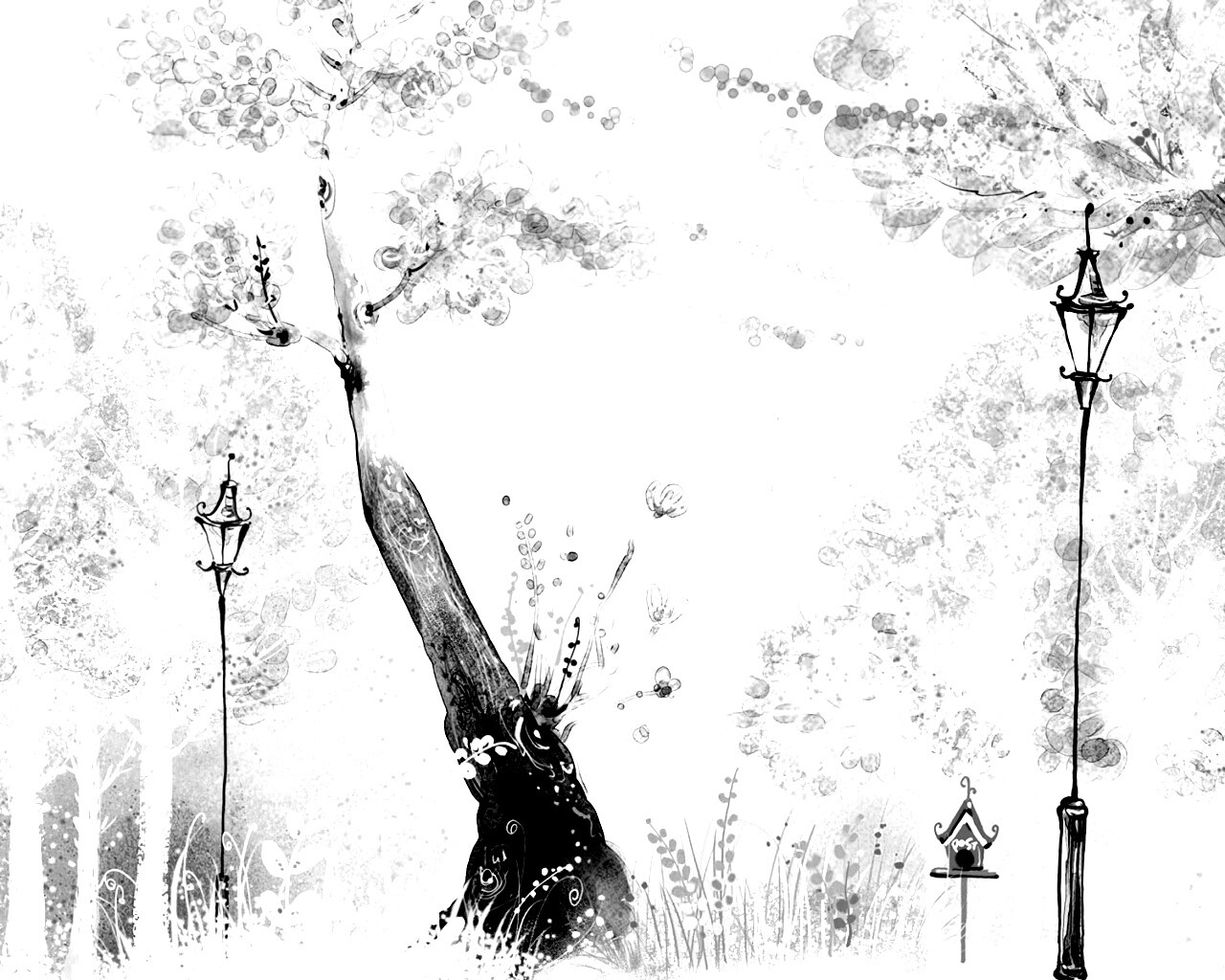 Фонари в парке обои