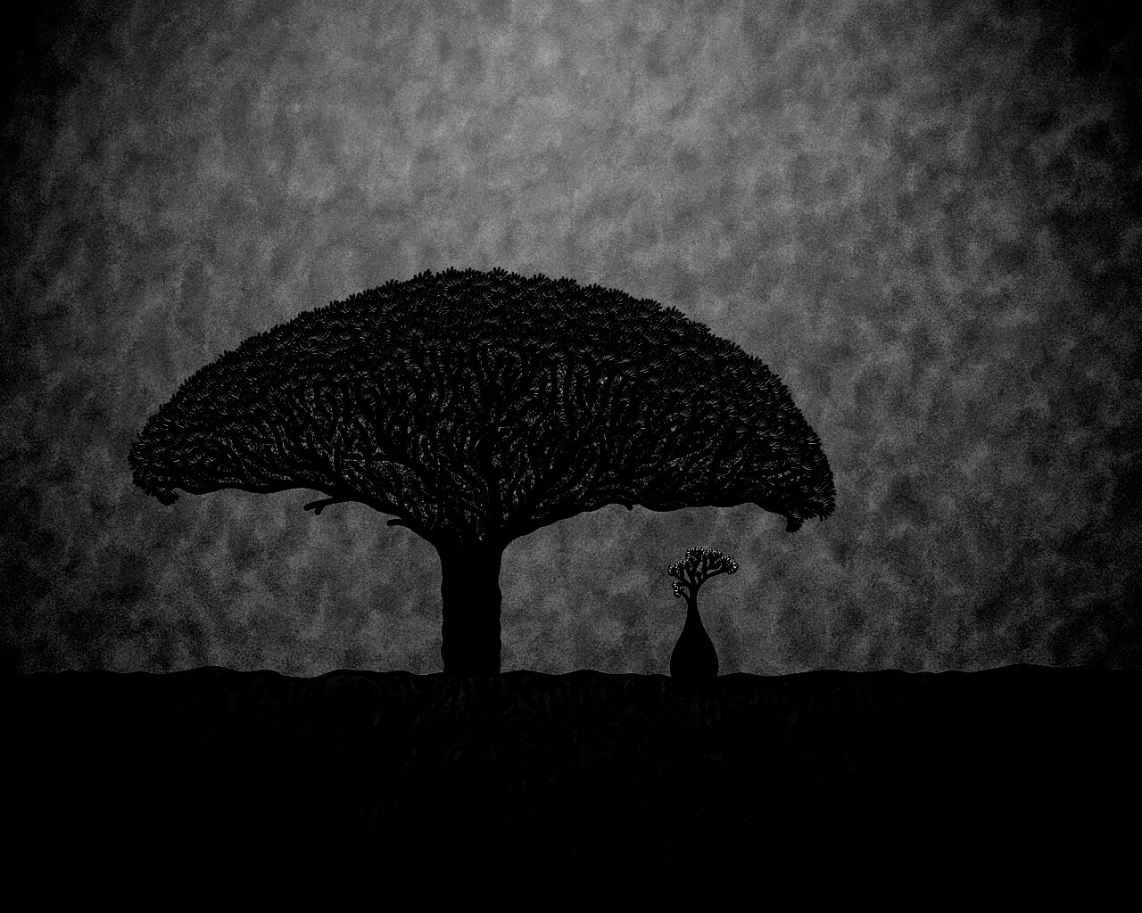 Нарисованное деревце обои