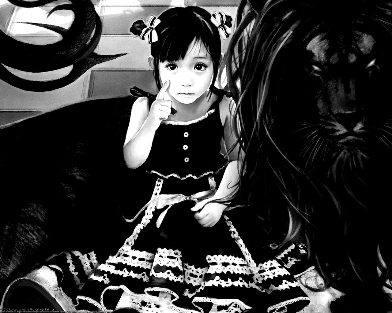 Тёмный лев обои