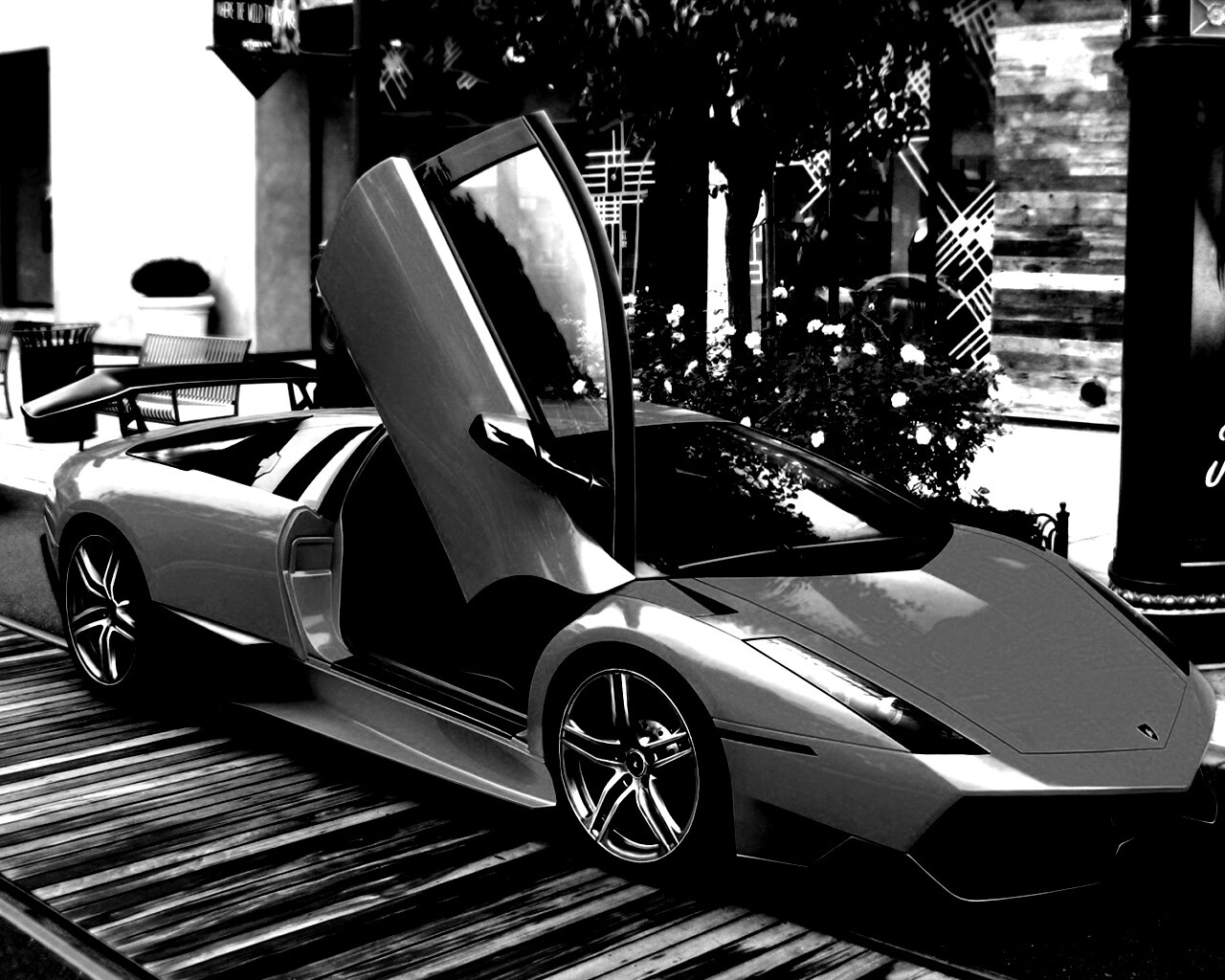 Оранжевая ламборджини на улице обои