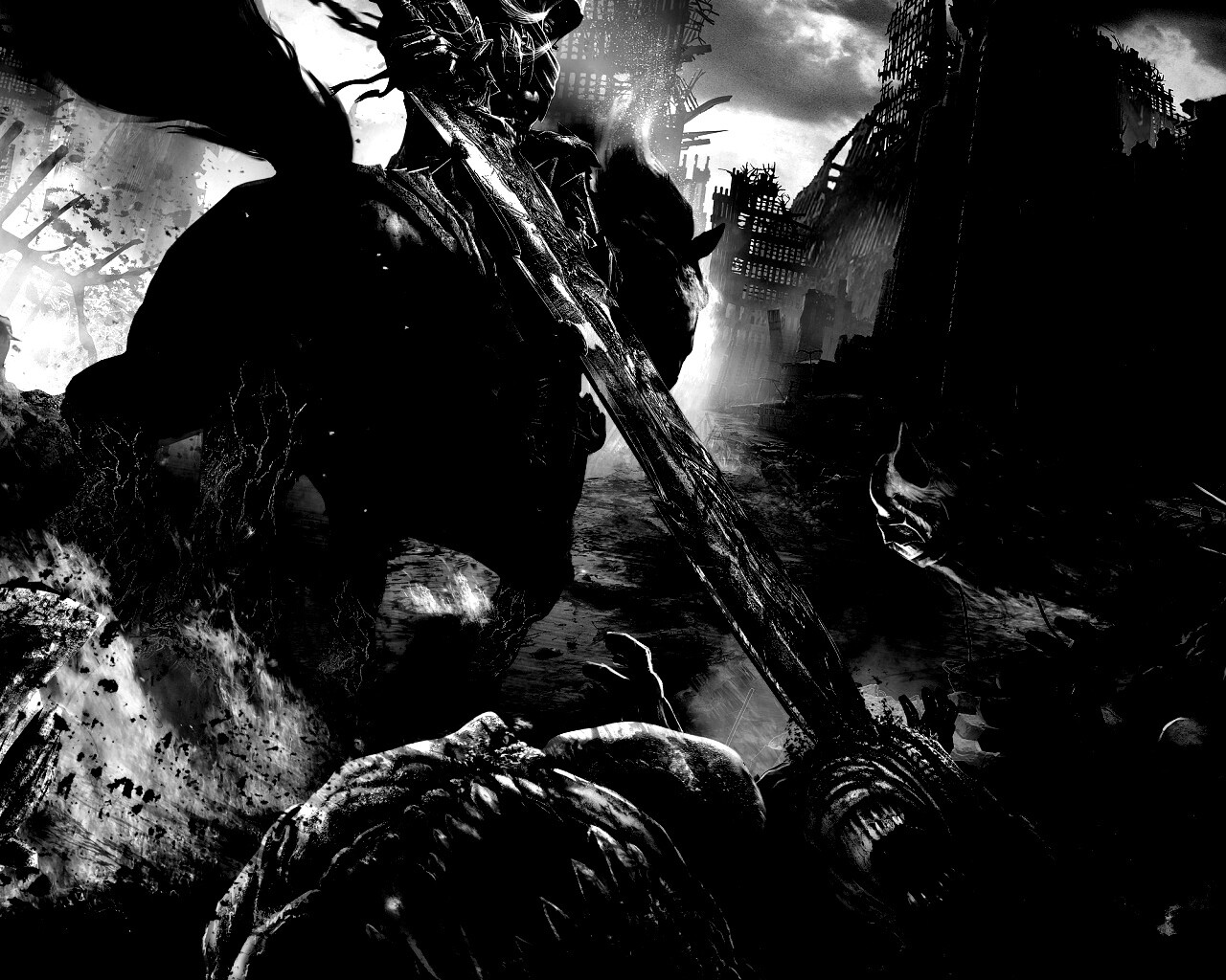 Темный рыцарь на демоническом коне обои