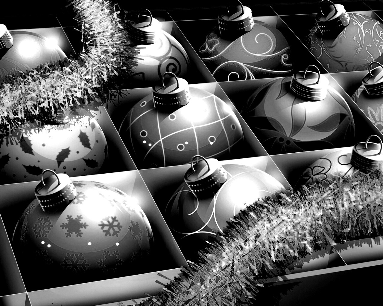 Елочные игрушки в коробке обои