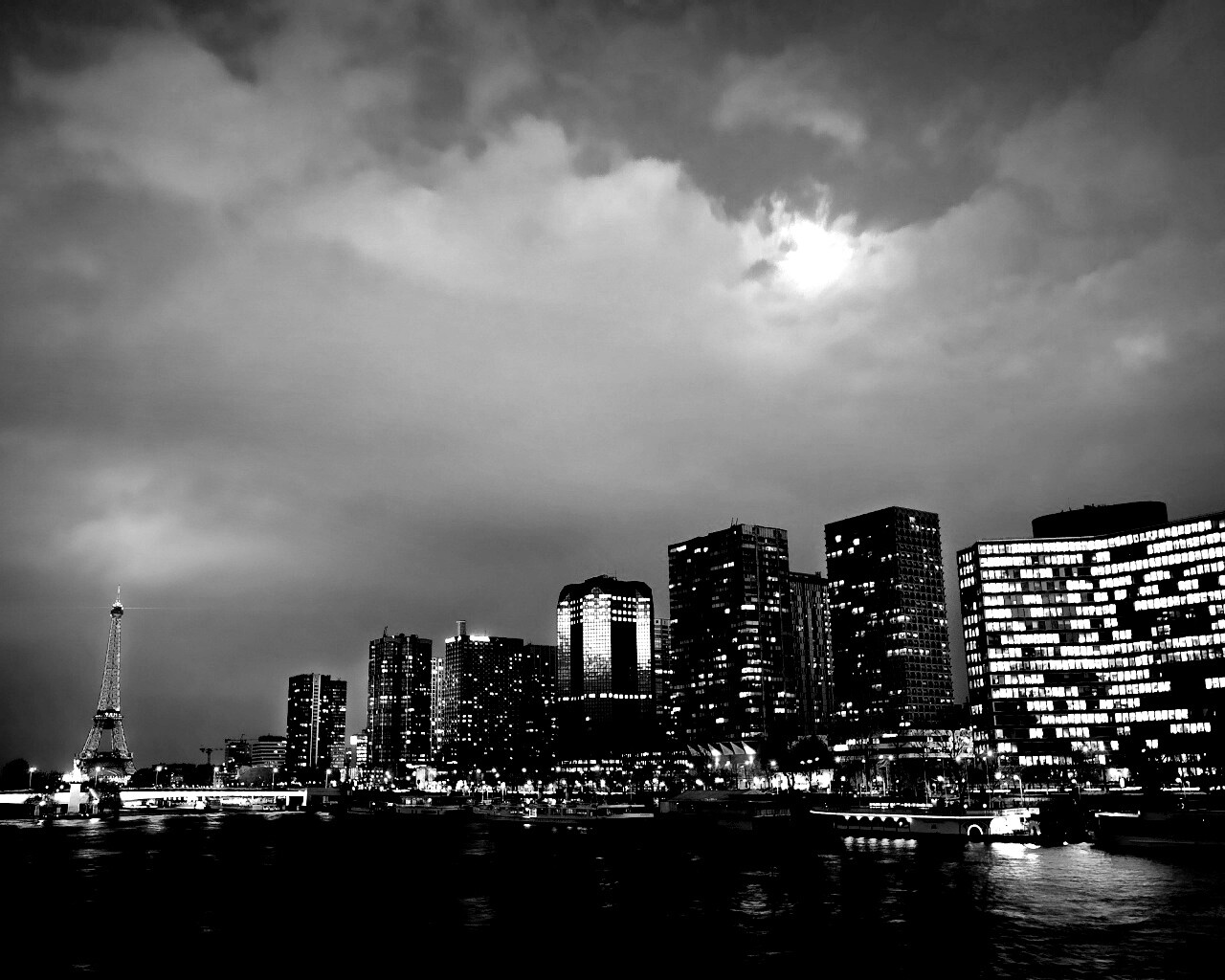 Вид на ночной Париж обои