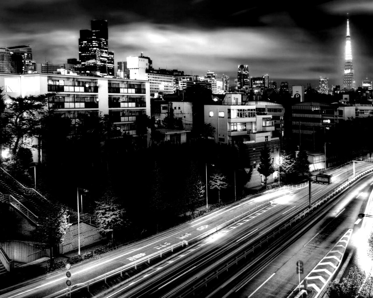 Светящийся город обои