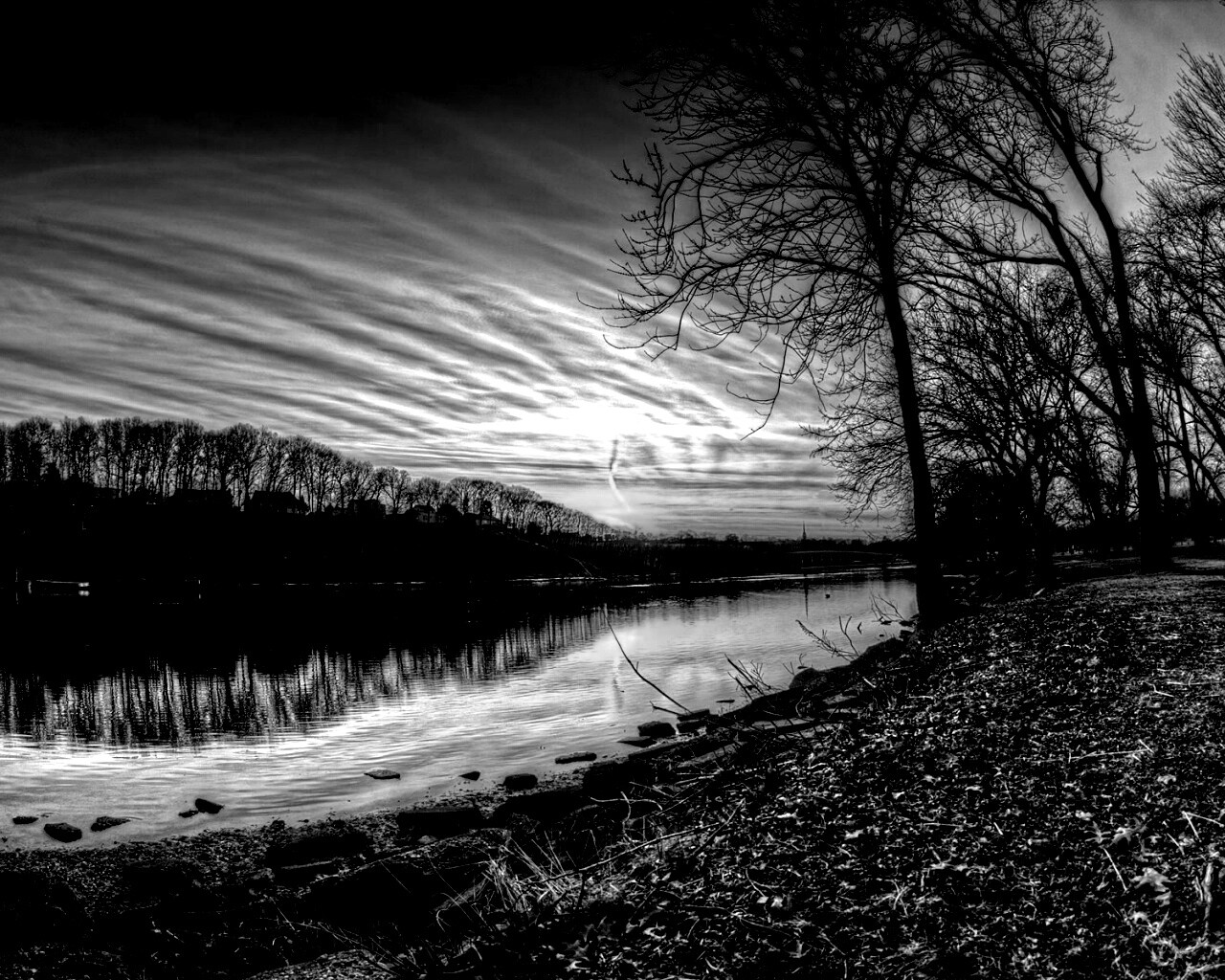 Осенний закат обои