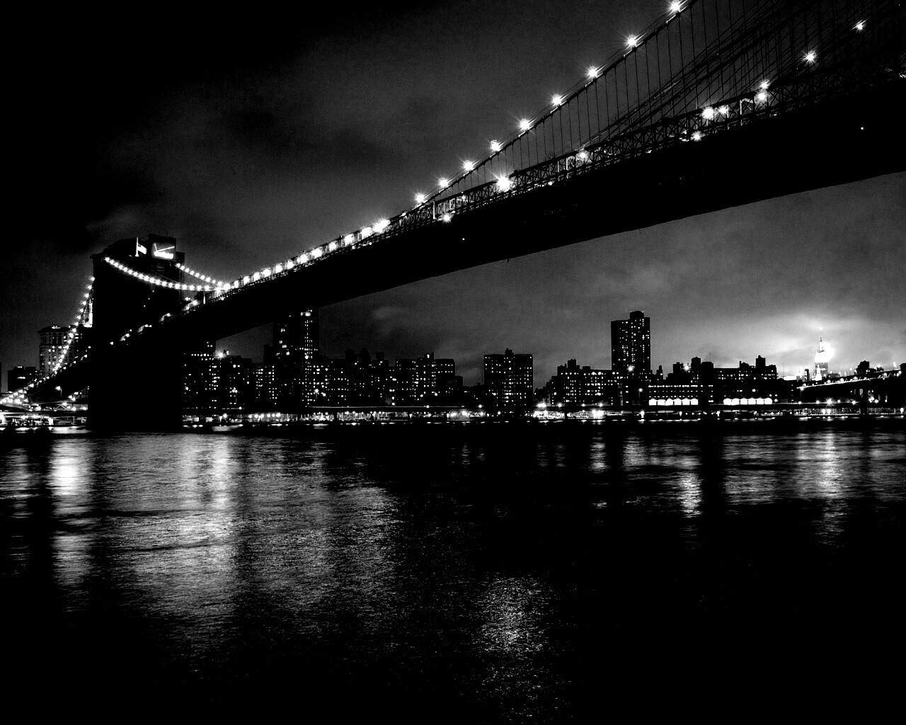 Мост в огнях обои