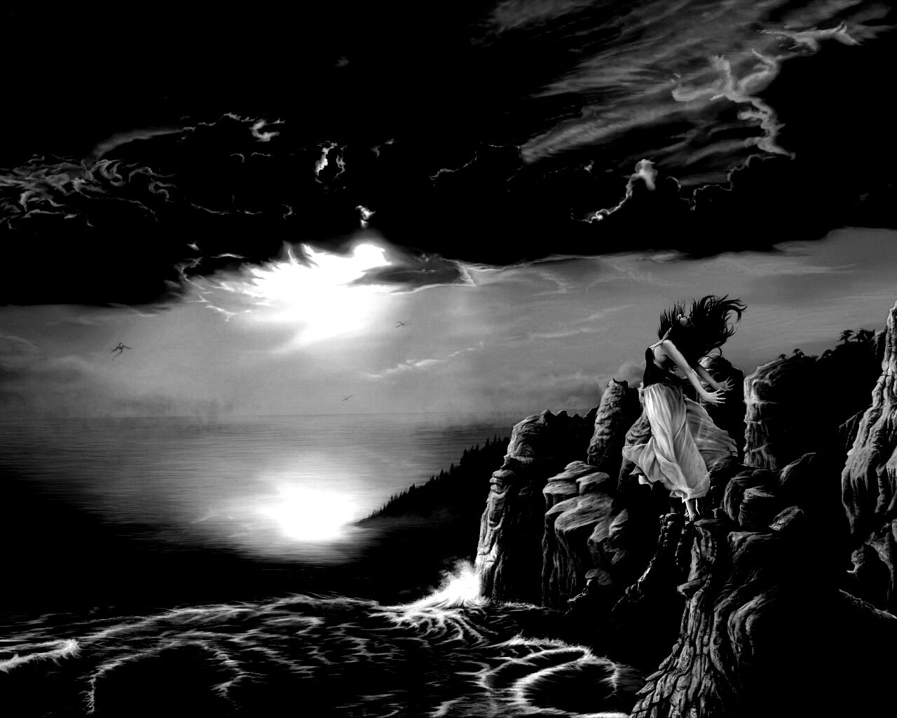 Прыжок с обрыва обои