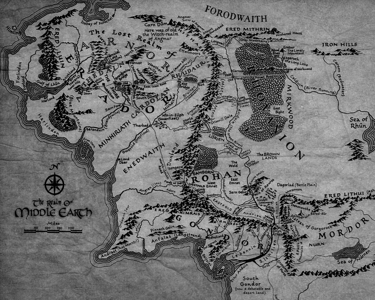 Карта Средиземья обои