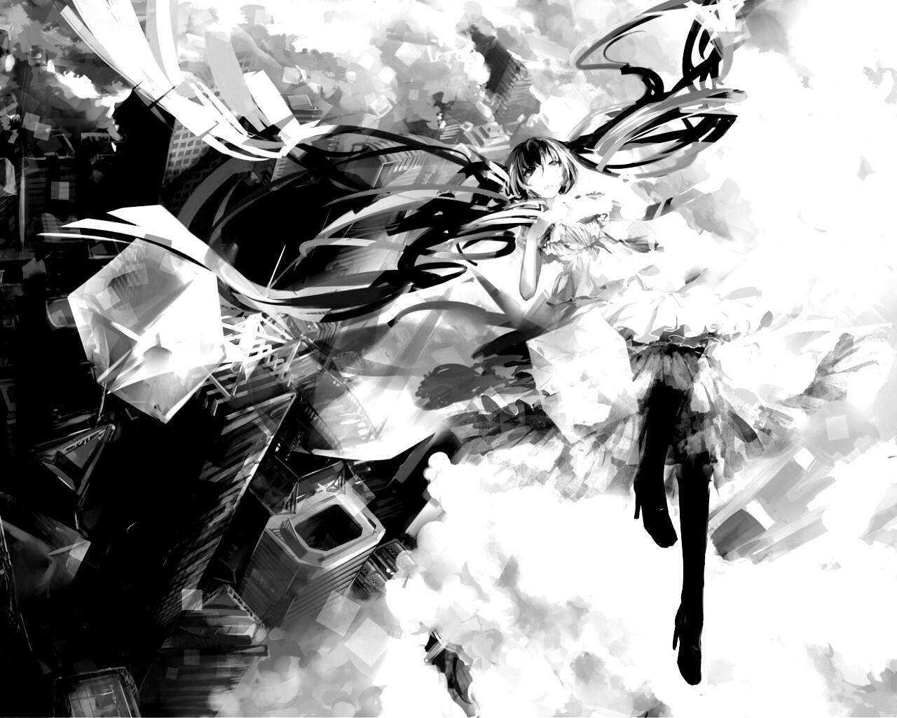 Hatsune Miku в небе обои