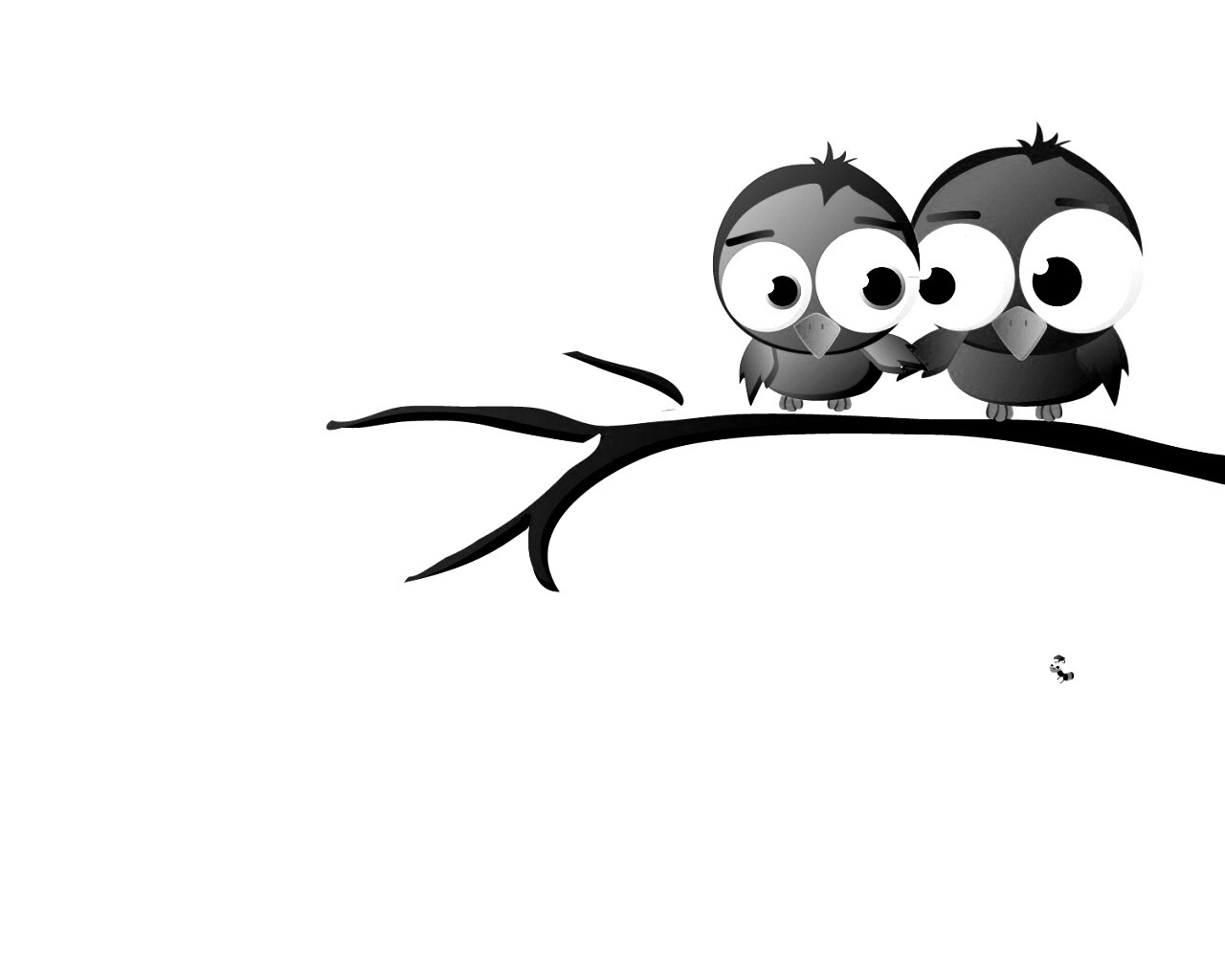 Две птички на ветке щебечут о любви обои