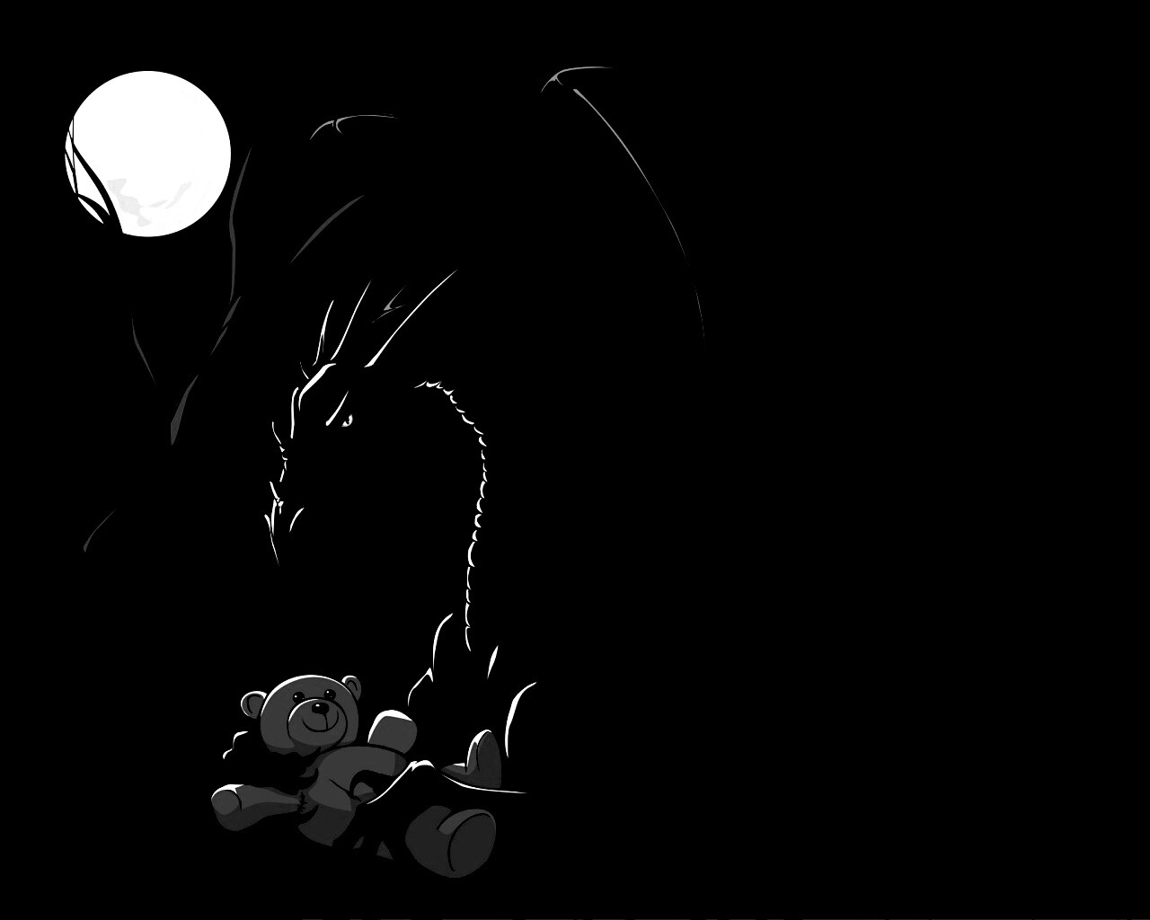 Дракон с любимой игрушкой обои