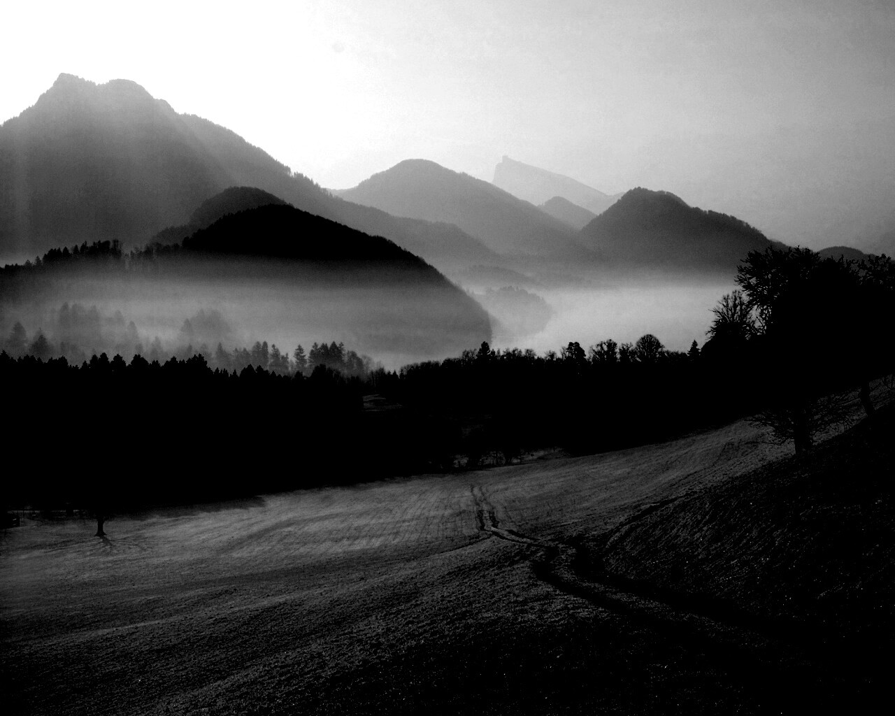 Дорога в туманную долину обои