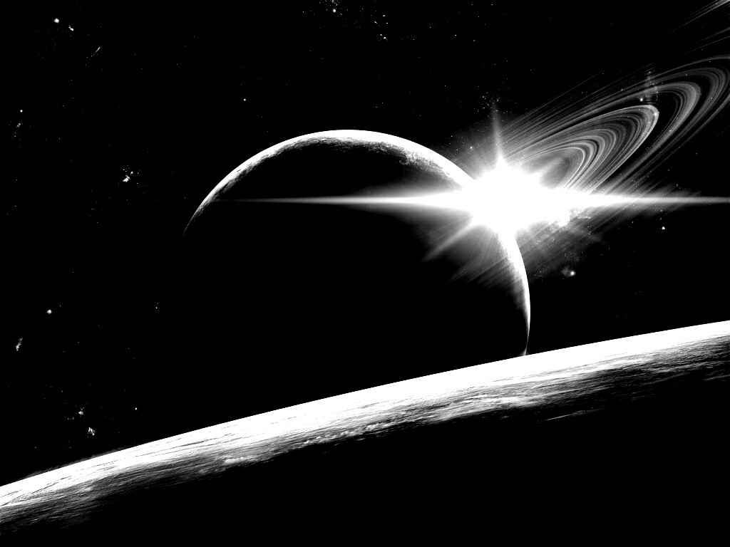 Солнце сквозь кольца Сатурна обои