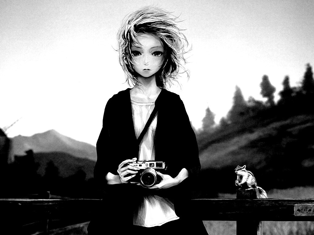Девушка с фотоаппаратом обои