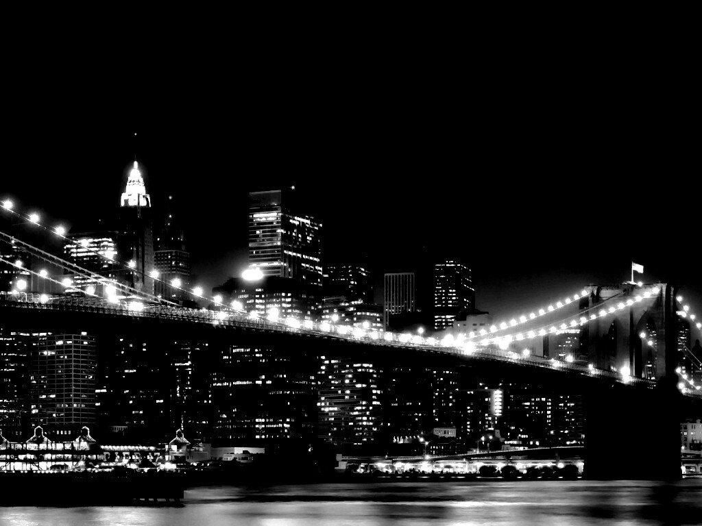 Вид на ночной Нью-Йорк обои