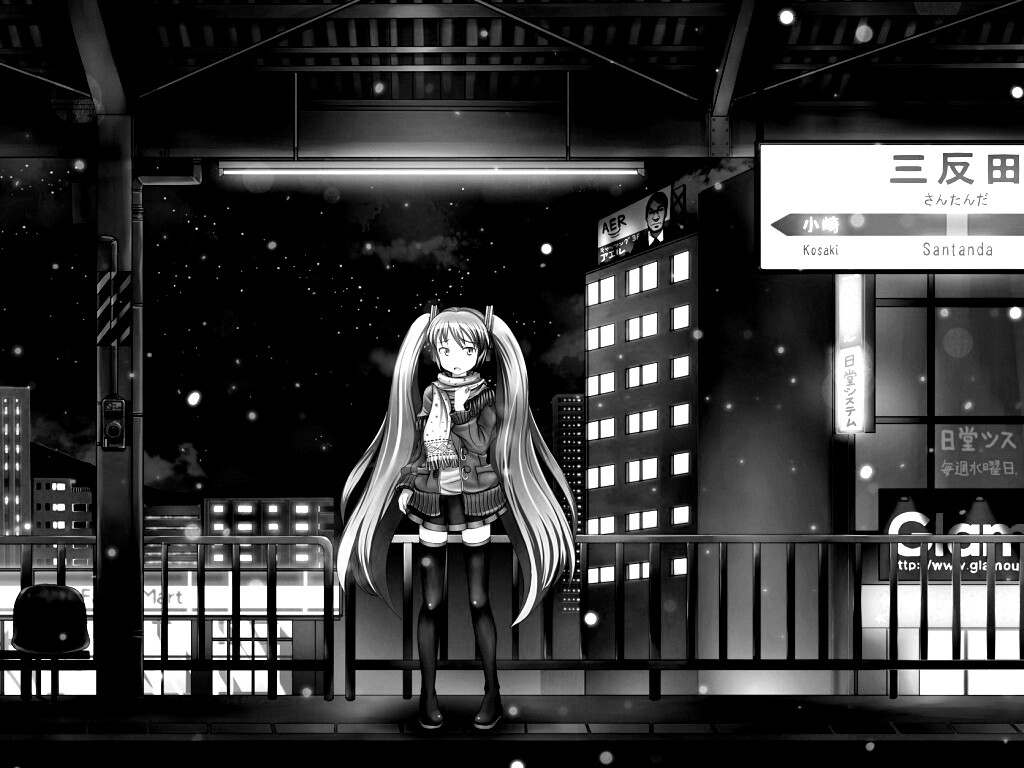 Девочка на остановке обои