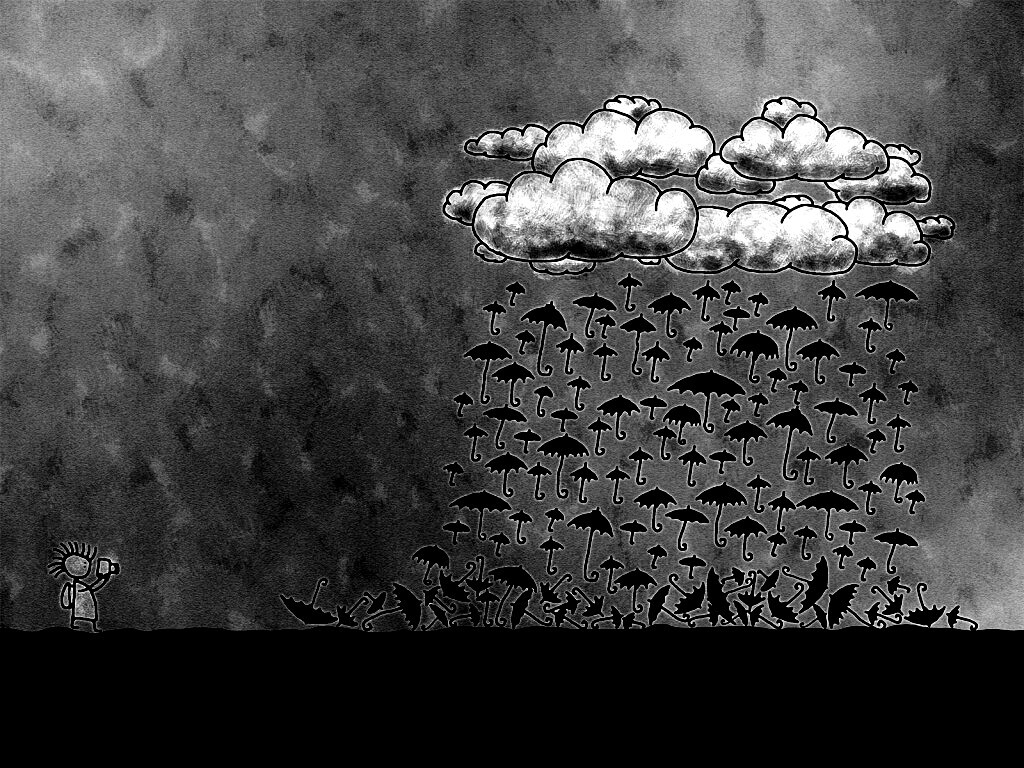 Дождь из зонтиков обои