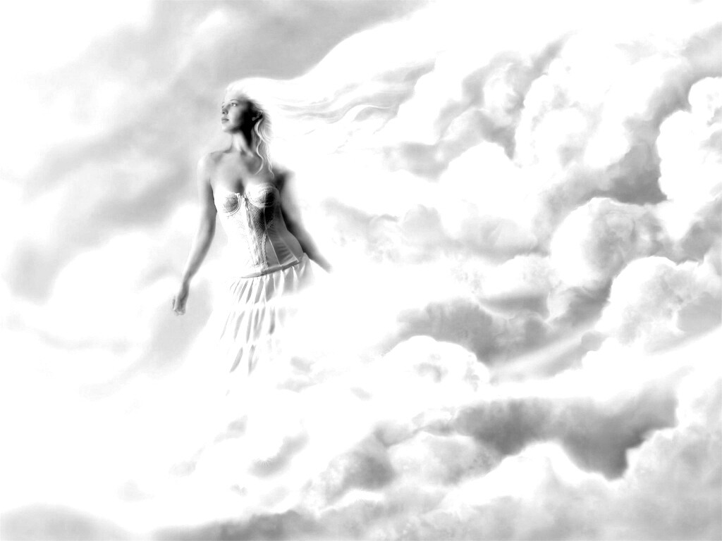 Девушка на облаках обои