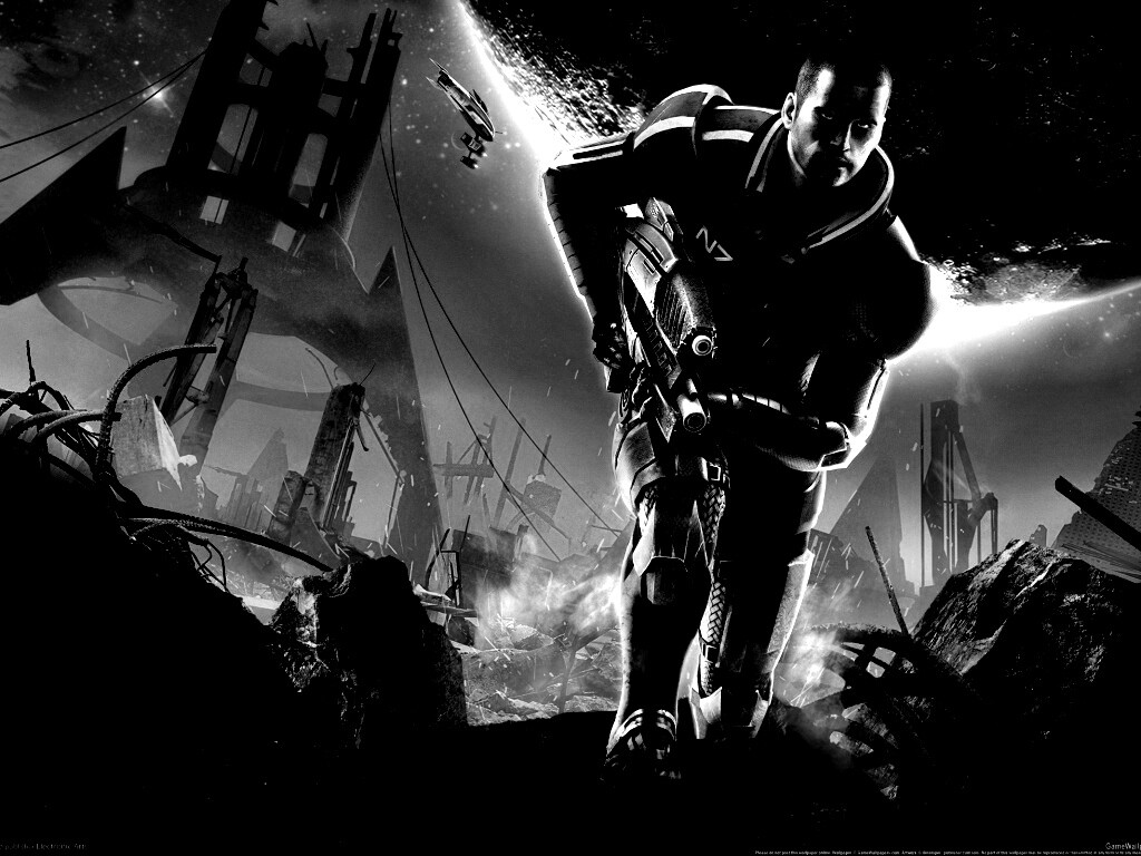 Капитан Шепард на руинах обои