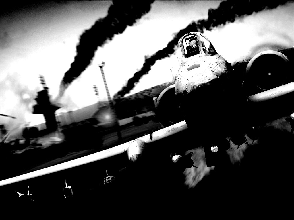 Самолет взлетает с атакованного аэродрома обои