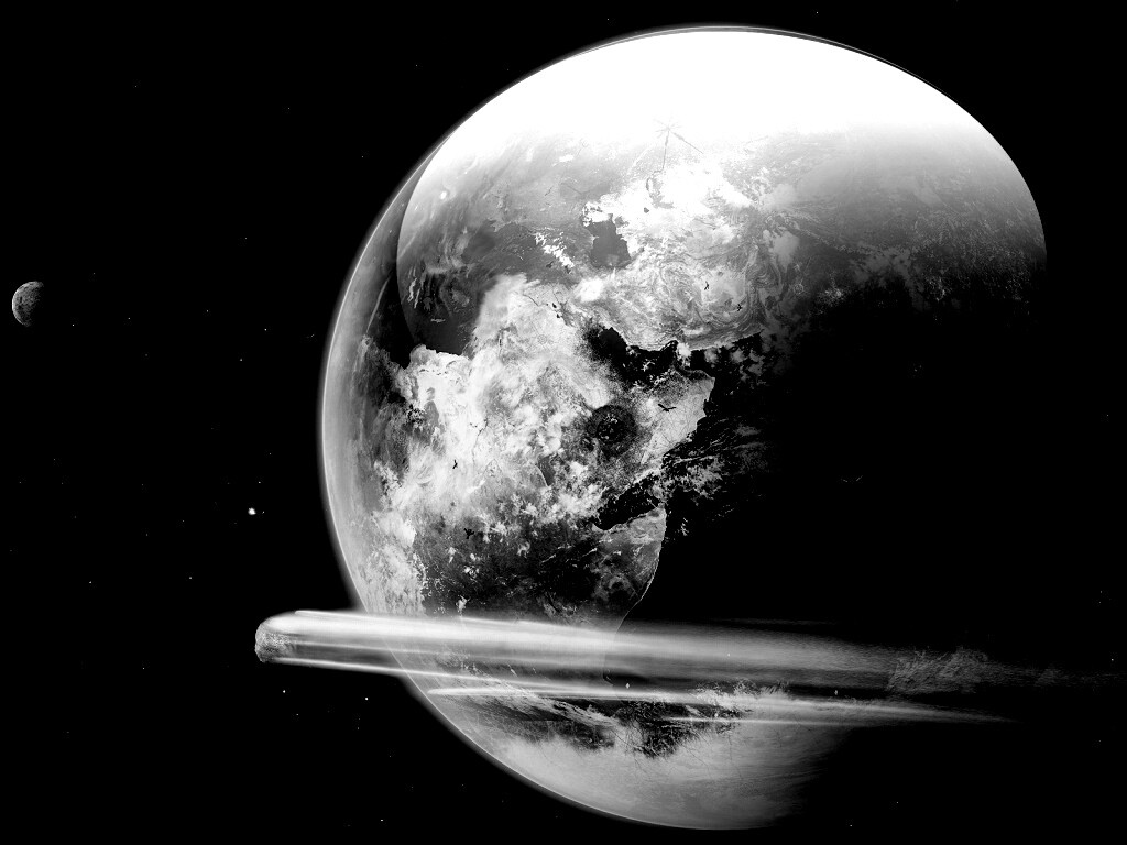 Метеорит пролетает мимо Земли обои