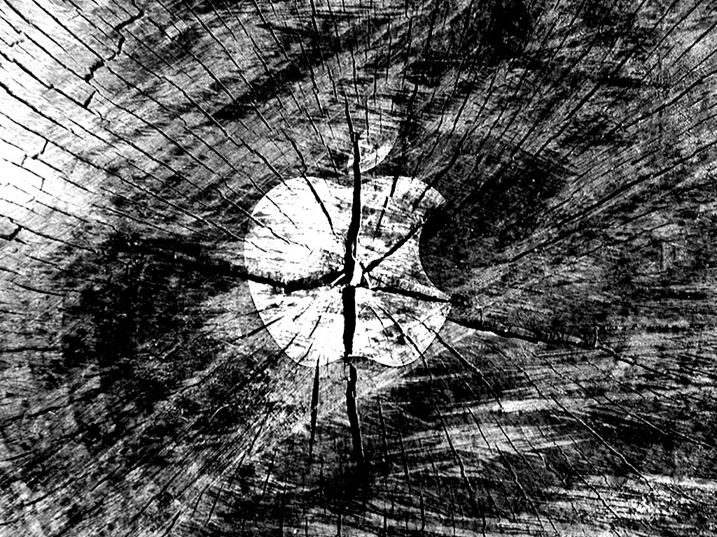 Логотип Apple на бревне обои