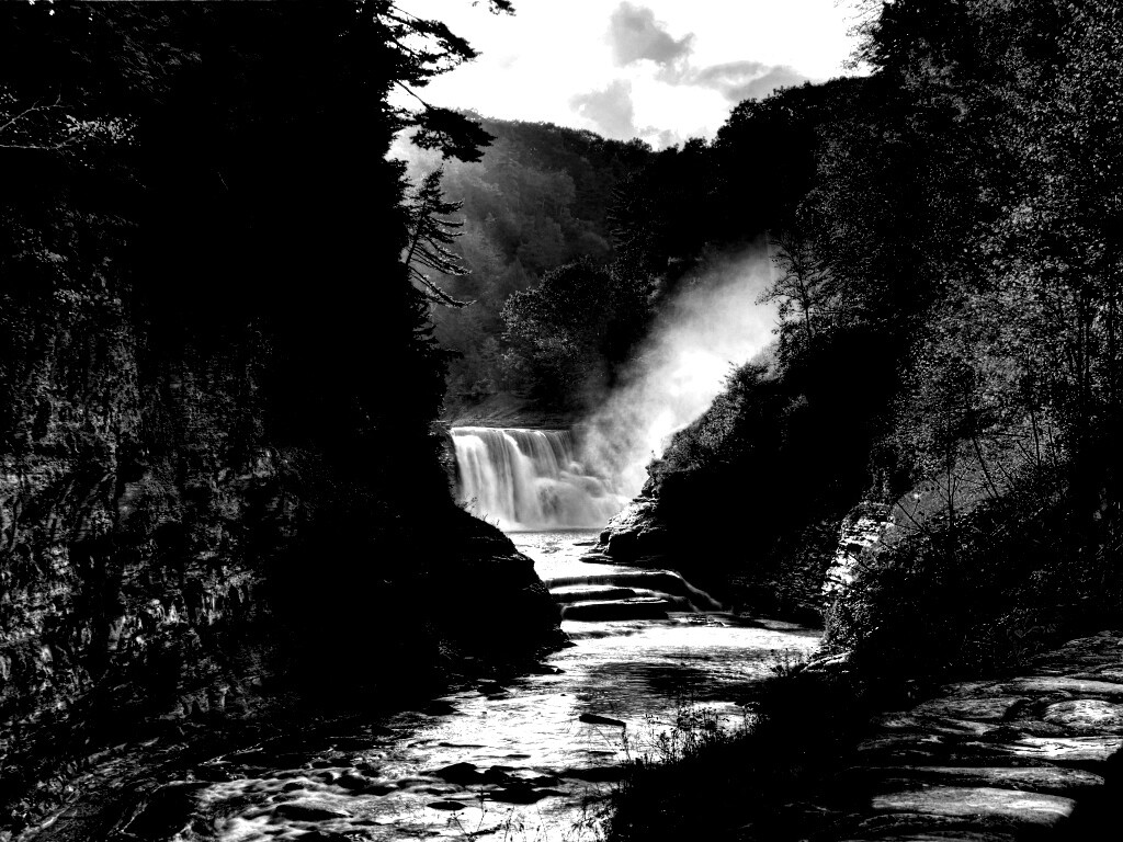 Скалистый водопад обои