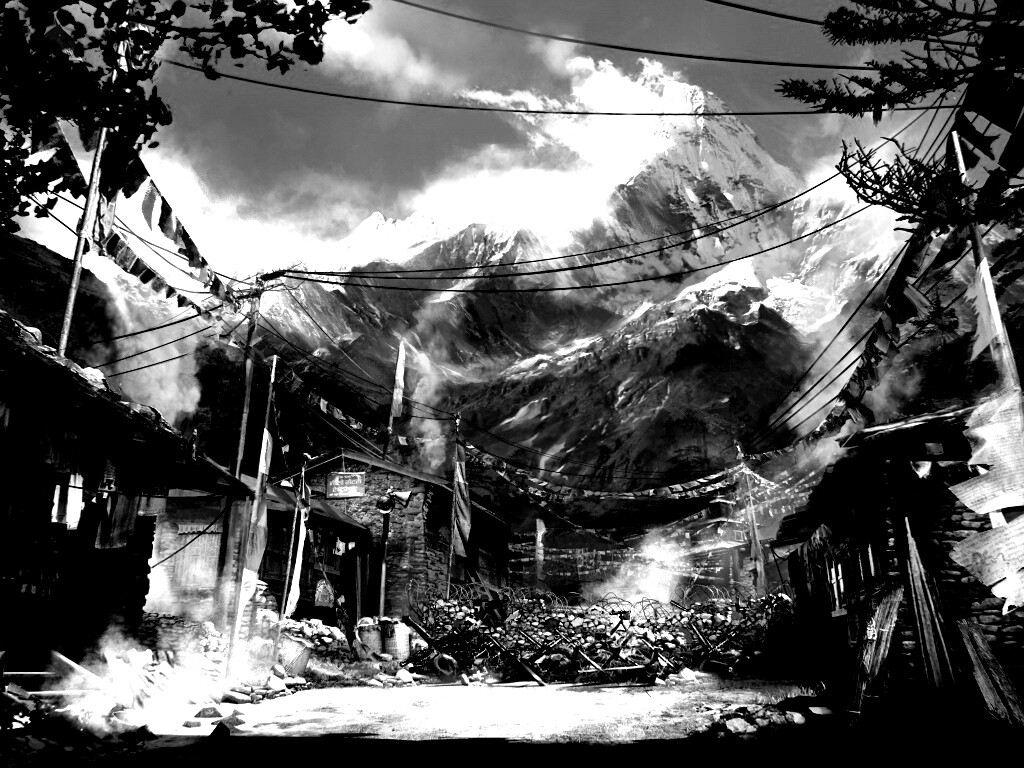 Загороженная улица в горах обои