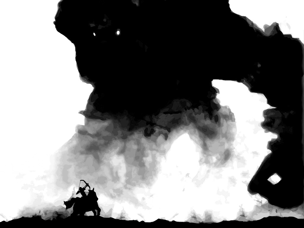 Всадник и огромный голем обои