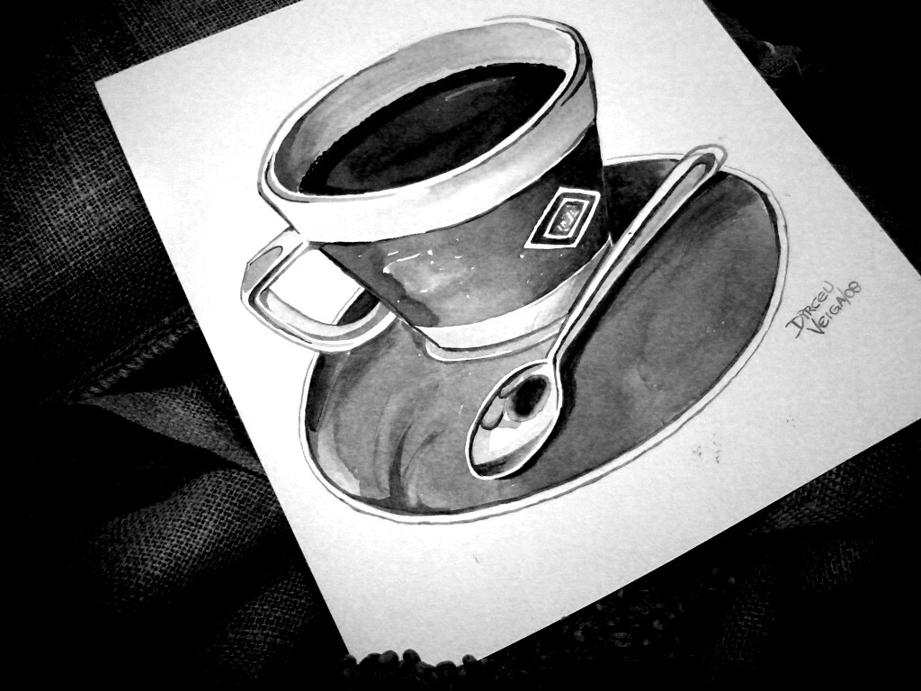 Нарисованная чашка кофе обои
