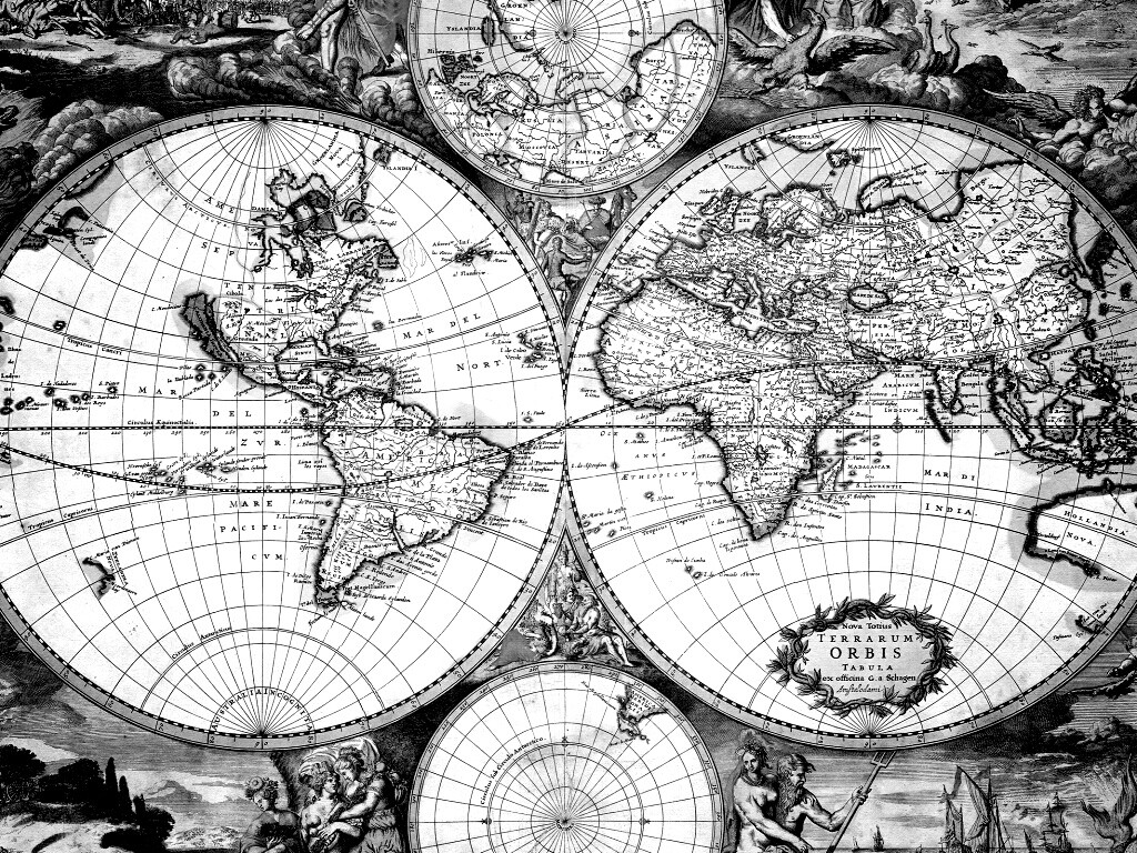 Старинная карта мира обои