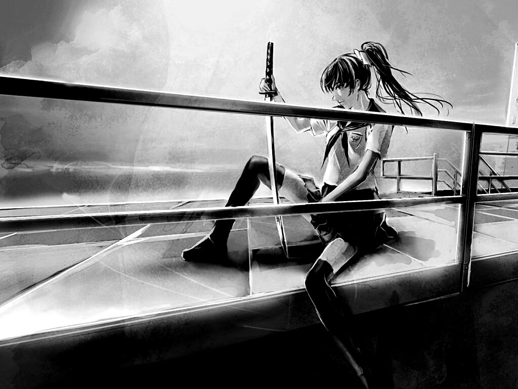 С катаной в руке обои