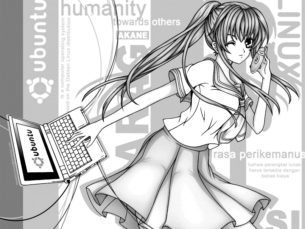Ubuntu  в аниме обои