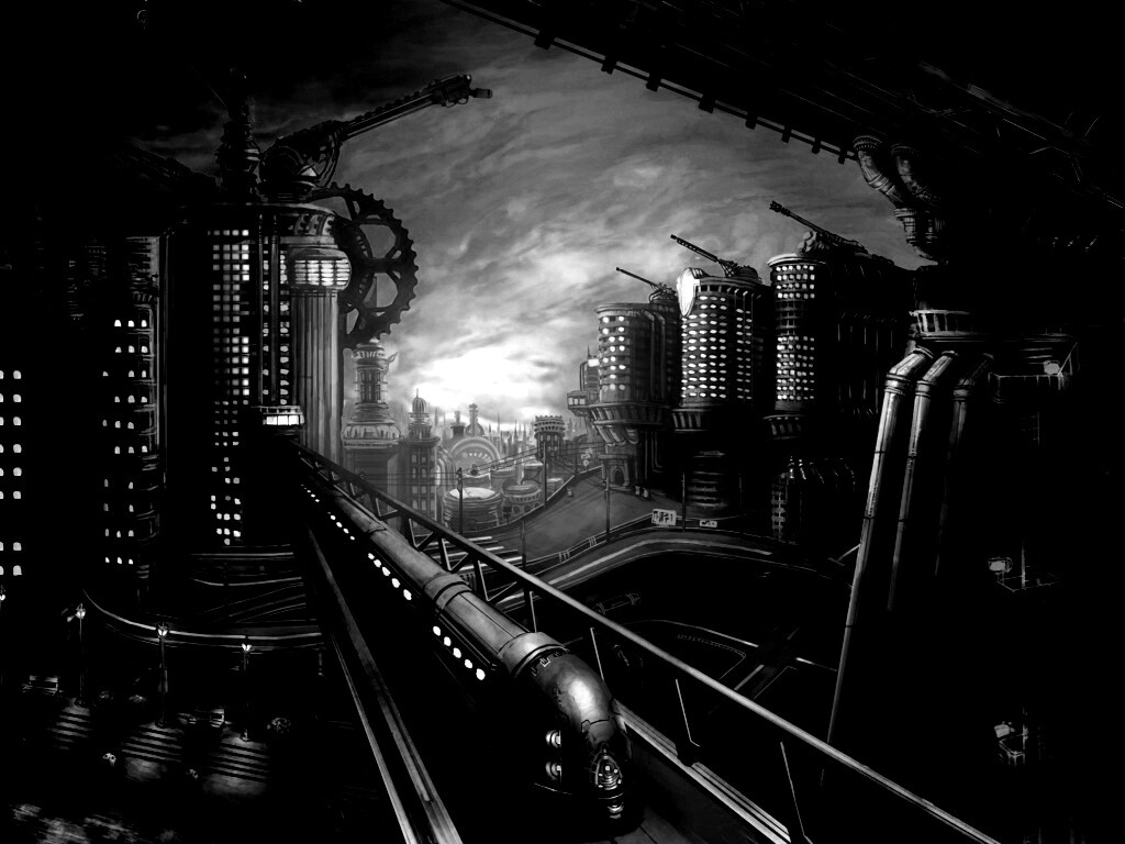 Город из мира стимпанк обои