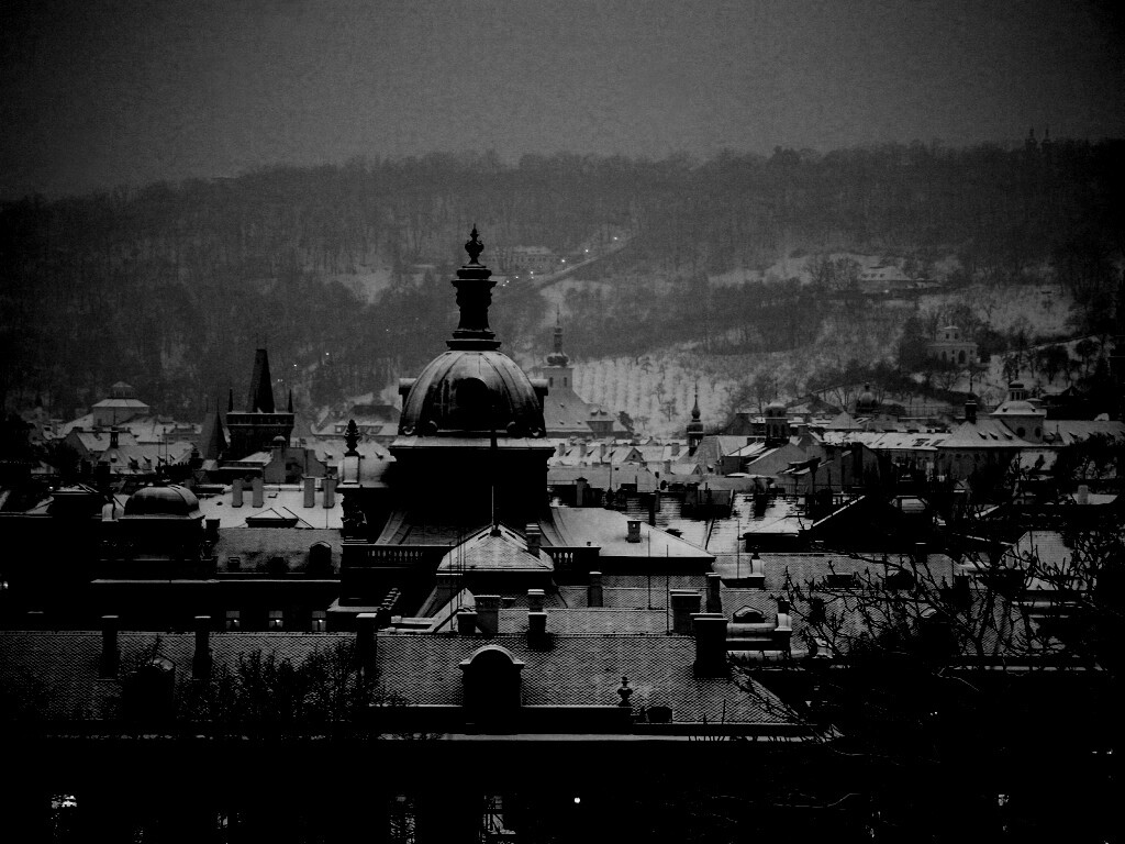 Город зимой обои