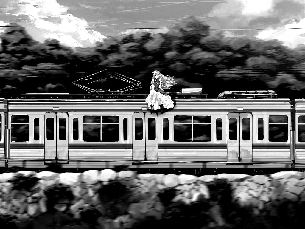 Девушка на крыше поезда обои