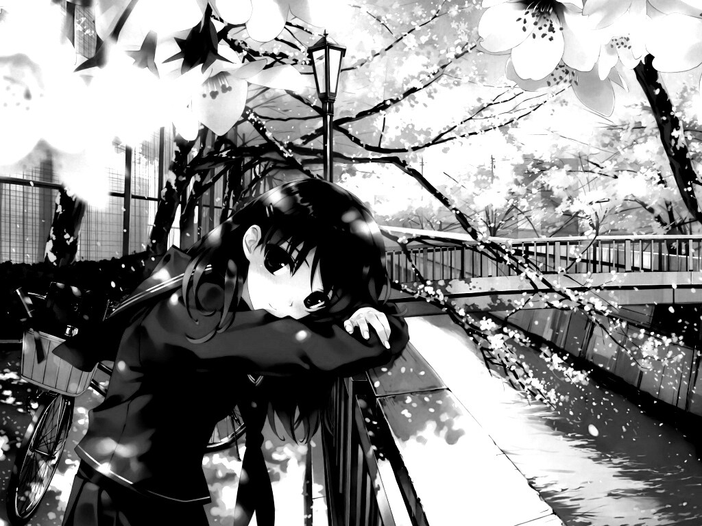 Девушка среди лепестков сакуры обои