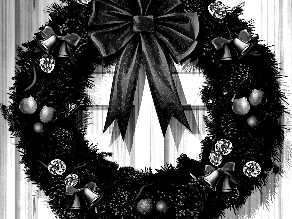 Новогодний венок на двери обои