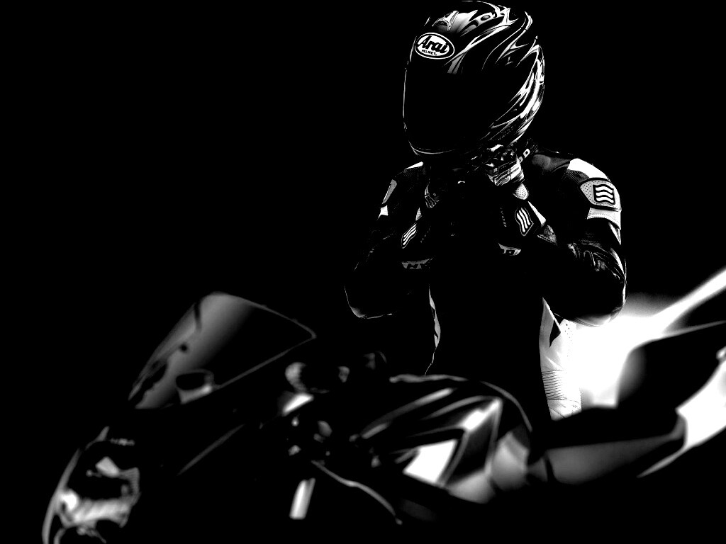 Мотоциклист в черном обои