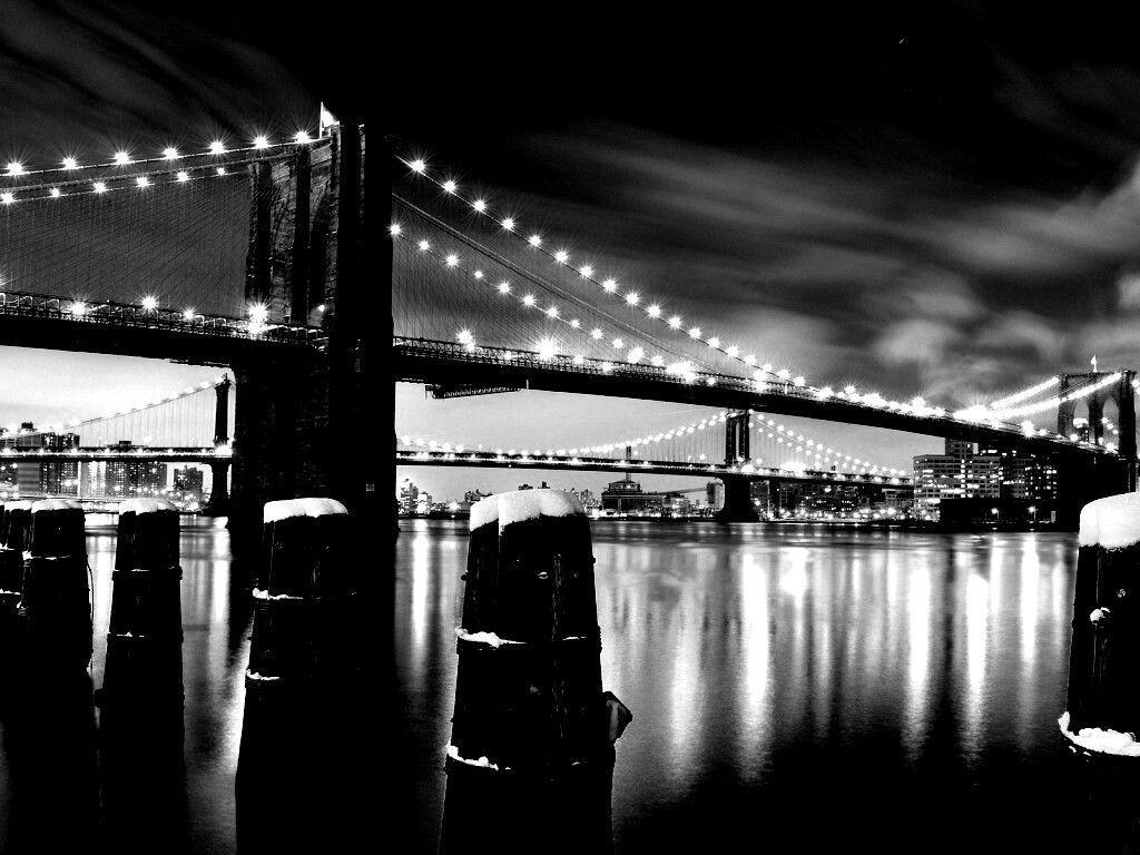 Бруклинский мост зимой HDR обои